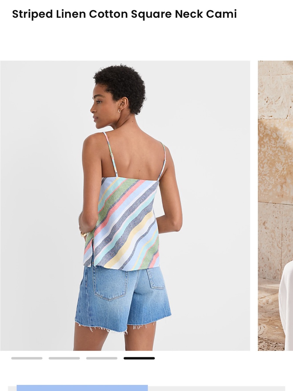 LOFT Multicolor Striped Linen-Cotton Square Neck Cami - Picture 4 of 4